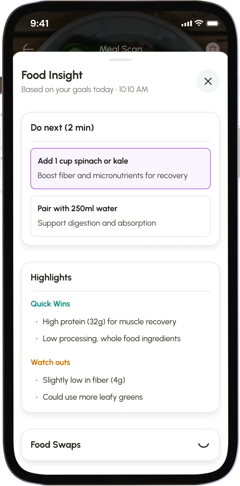 Step 4: Yogwe delivers one clear, actionable body signal insight at a time